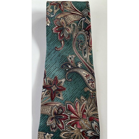 American Traditions Men's Necktie Green/Burgundy Paisley 56.5" x 4" - Picture 3 of 6